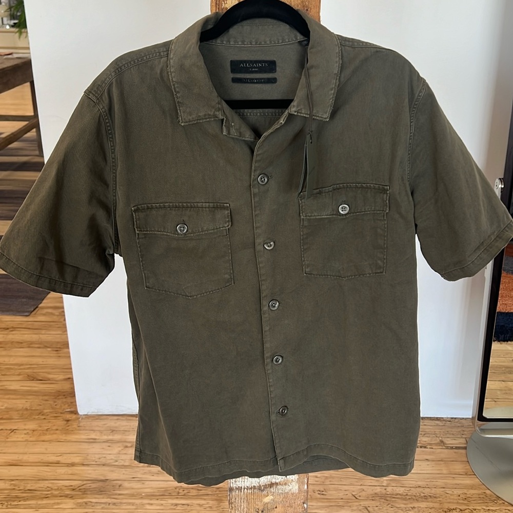 Army green all saints button up NWT